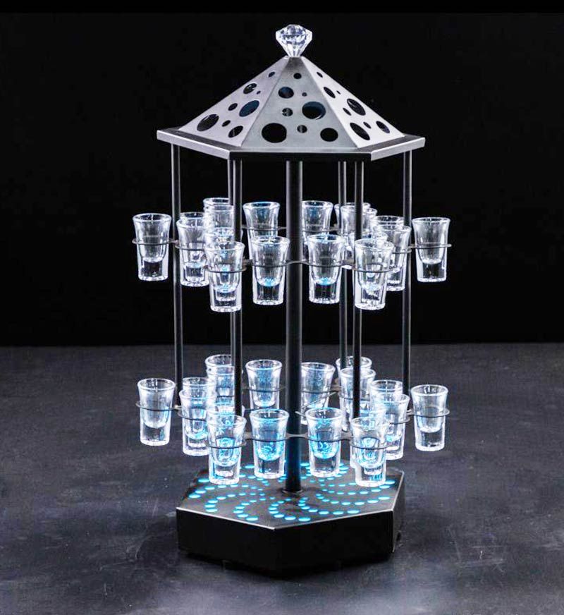 Bird Cage Rotate LED Shot Glass Serving Tray