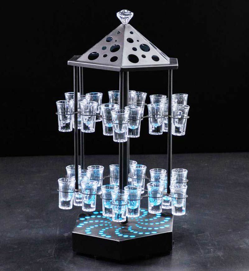 Bird Cage Rotate LED Shot Glass Serving Tray