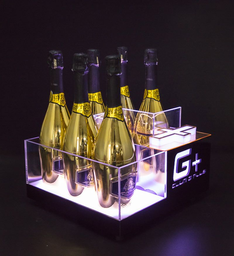 6 Bottles Champagne LED Ice Bucket with Gold Mirror