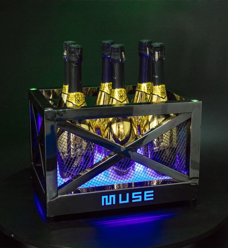 Metal Frame LED Ice Bucket with Laser Lighting