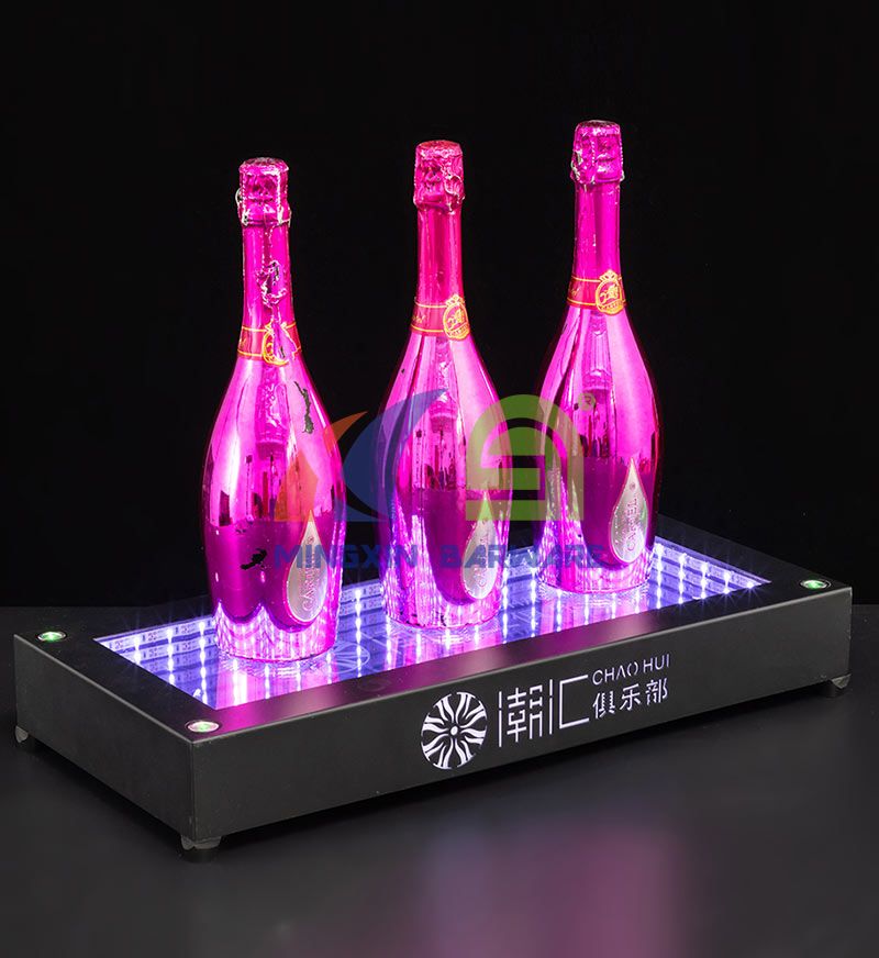 Infinity Mirror Three Bottle Champagne LED Bottle Glorifier with Laser Lighting