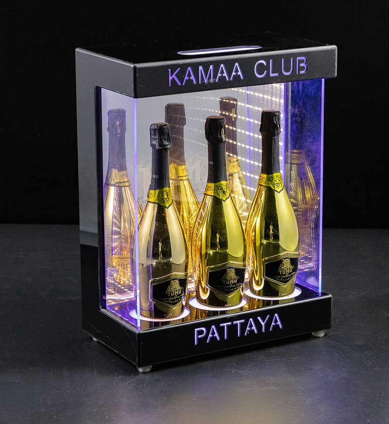 Three Bottle Bottle Cabinet with Infinity Mirror