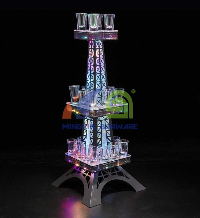 LED Eiffel Tower Shot Glass Serving Tray for 24 Shots