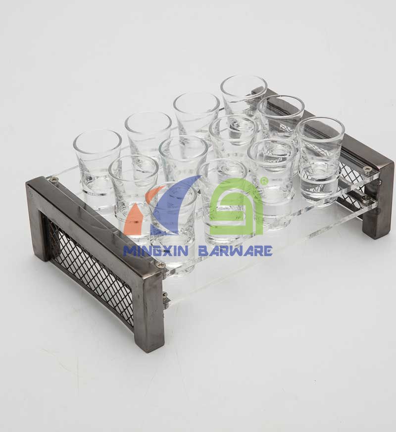 Iron Bar 24 Shot Glass Serving Tray