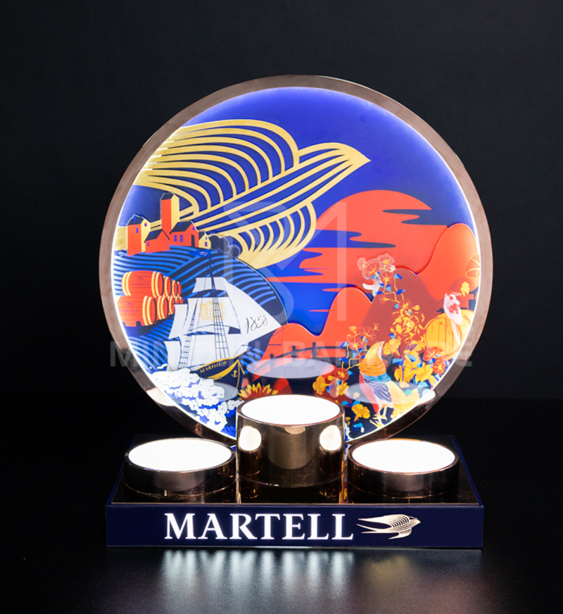 Stainless Steel Gold Mirror FInish Three Bottle Display